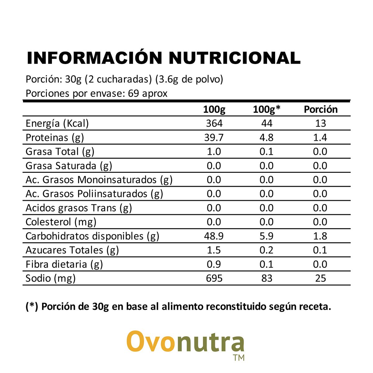 OVO - Clara en polvo Ovonutra Pasteurizada 250grs
