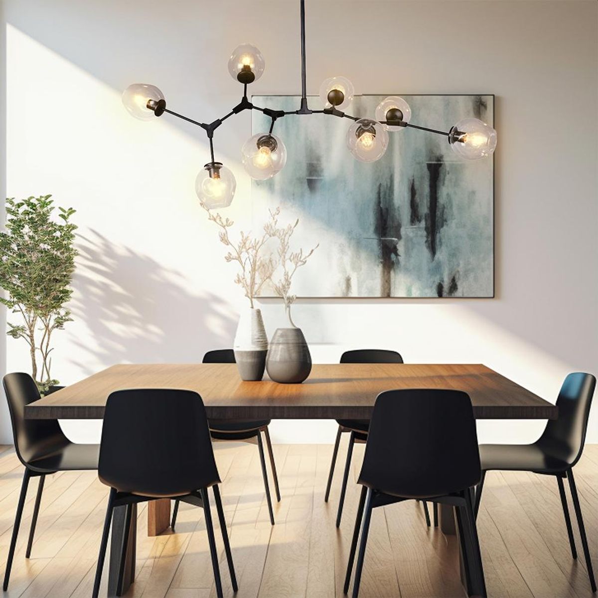 BP ILUMINACION - Lámpara Colgante Zincir Negro 8 Luces E27