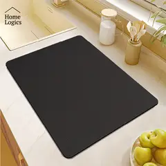 HOME LOGICS - Mat Secador Platos Antideslizante Absorbente Cocina Gris