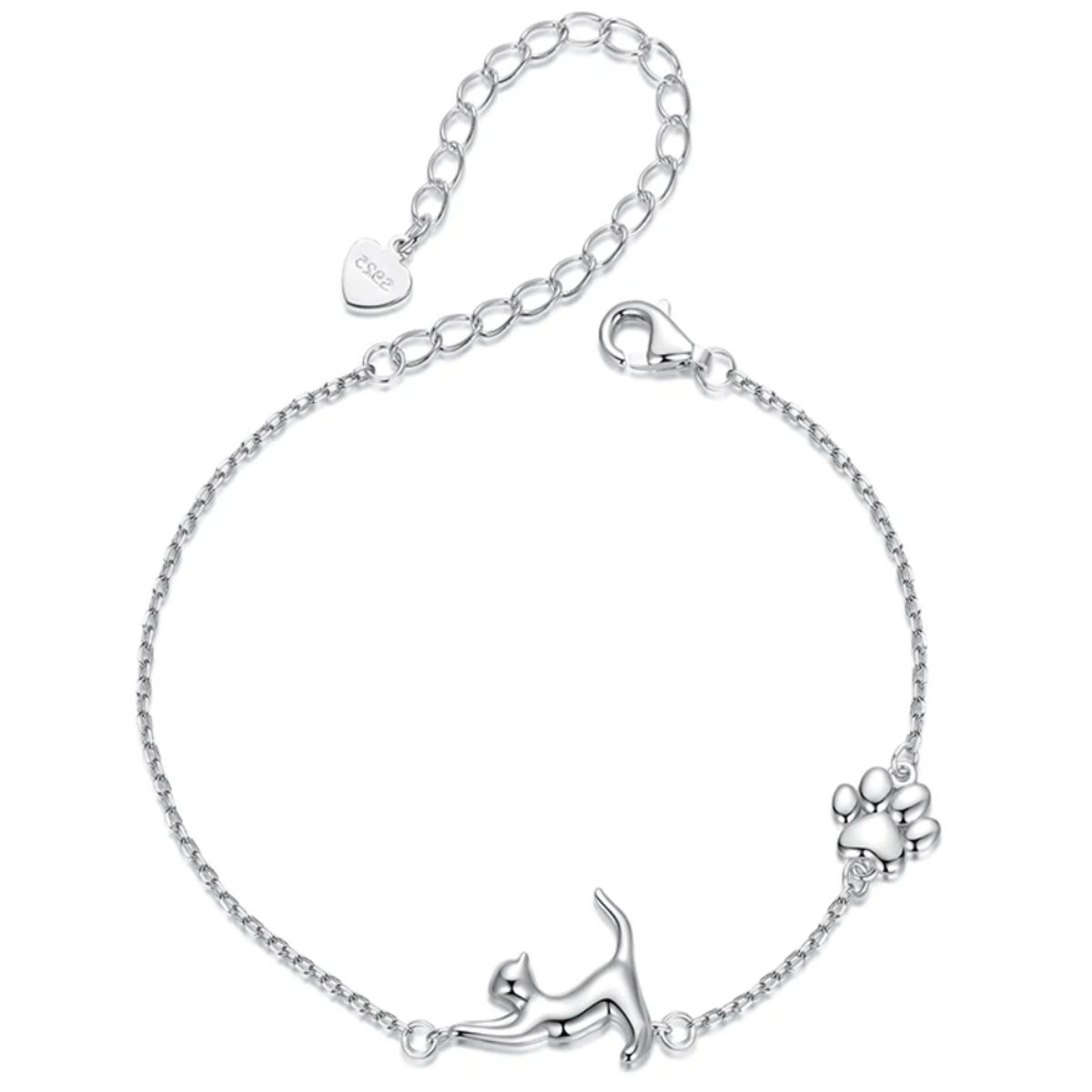 GENERICO - Pulsera Gatito Huellita Mascotas en Plata 925 