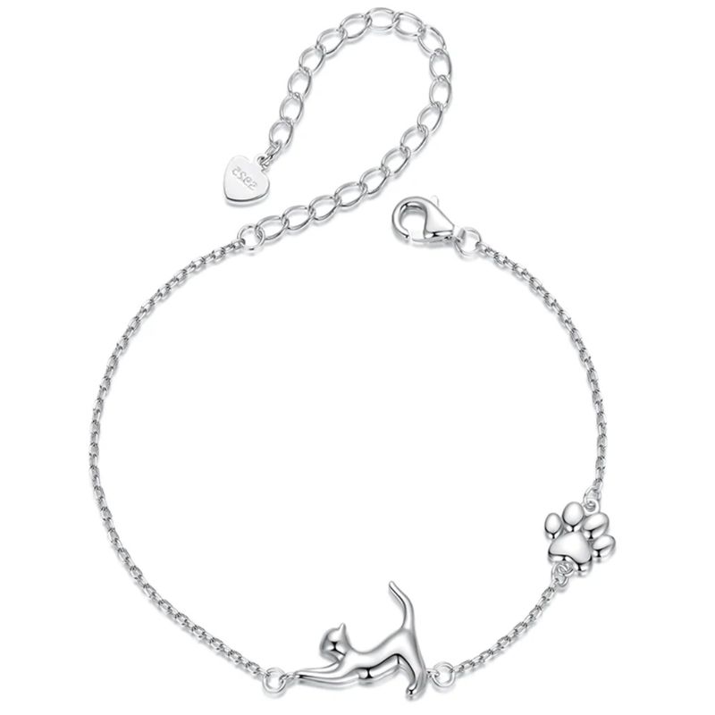 GENERICO - Pulsera Gatito Huellita Mascotas en Plata 925