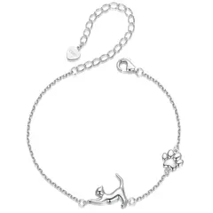 GENERICO - Pulsera Gatito Huellita Mascotas en Plata 925