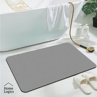 Piso De Baño Goma Antideslizante Ultraabsorbente Gris Claro