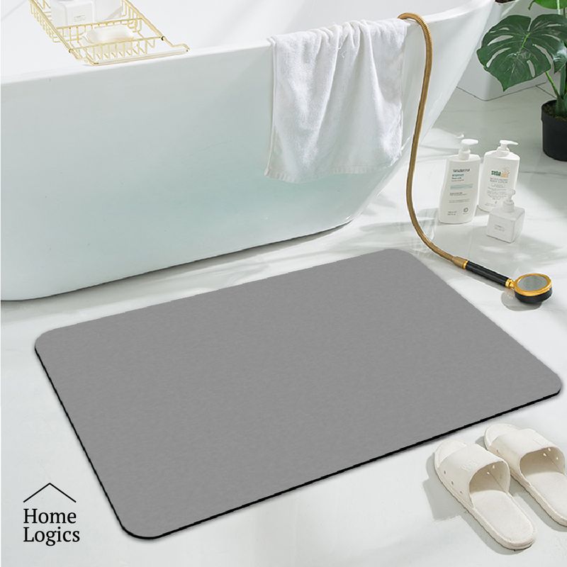 HOME LOGICS - Piso De Baño Goma Antideslizante Ultraabsorbente Gris Claro