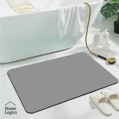 HOME LOGICS - Piso De Baño Goma Antideslizante Ultraabsorbente Gris Claro