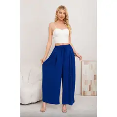 MPROPIA - Pantalon Palazzo Algodon Mujer Tipo Lino Casual Playero Bolsillos 3004