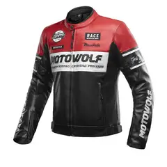 MOTOWOLF - Chaqueta Moto Hombre Cuero PU Invierno Con Protección CE