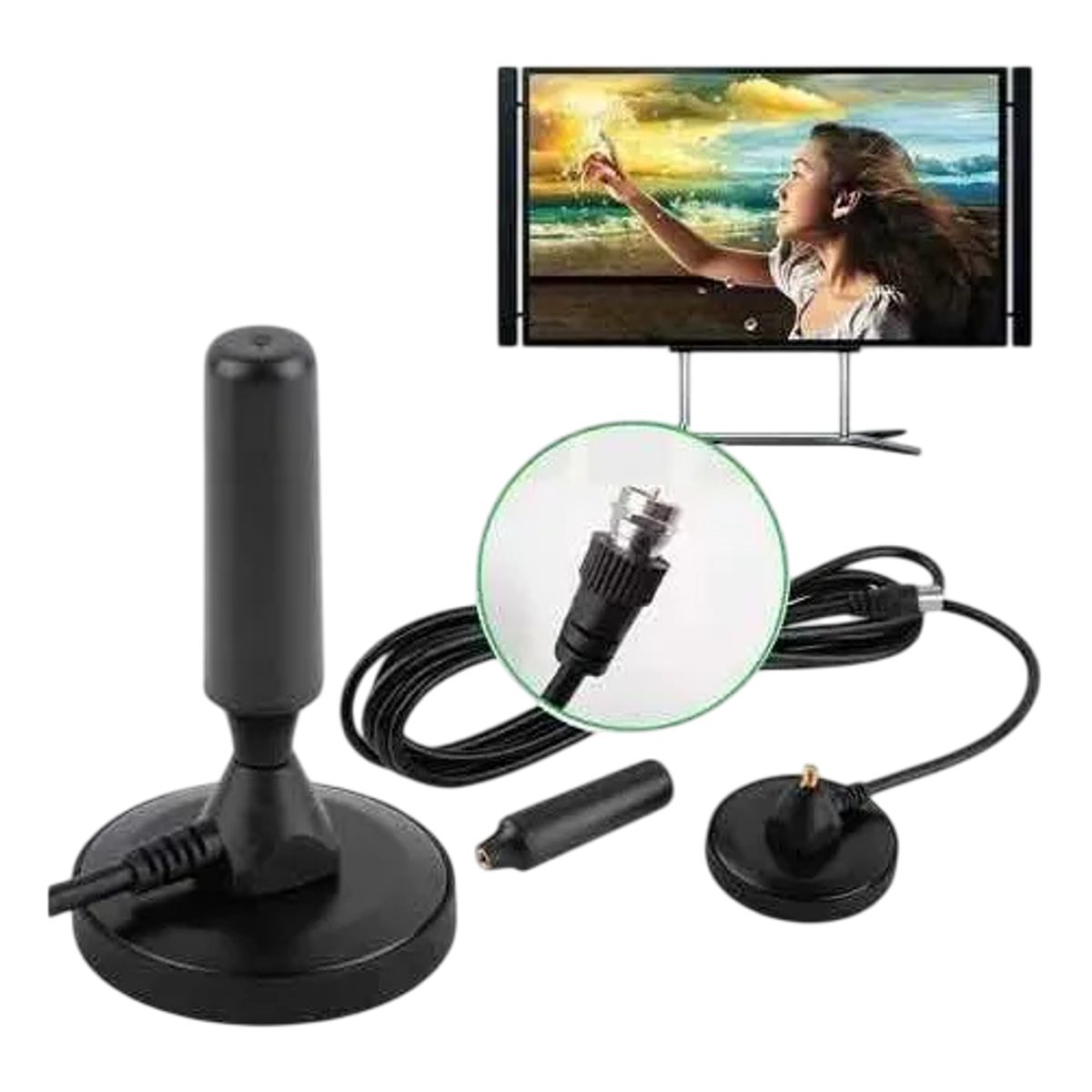 GENERICO - Antena Tv Digital Abierta Hd Tvd Interior 360 Coaxial