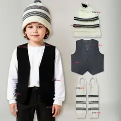 UTILISIMO - Traje Chilote Gorro+Chaleco+Polainas Fiestas Patrias Talla L