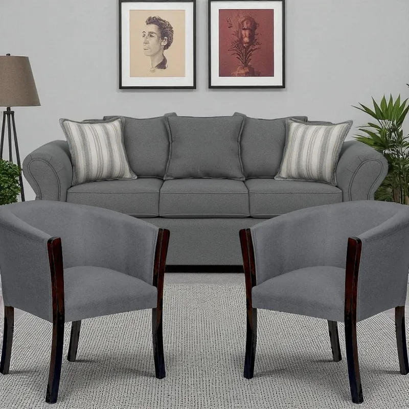 SITIAL HOME - Living 311 Facundo Marengo Sofa 3 cuerpos + 2 sitiales de madera