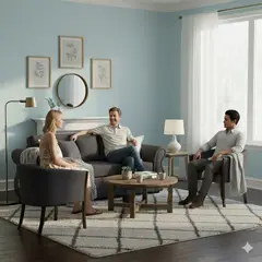 SITIAL HOME - Living 311 Facundo Marengo Sofa 3 cuerpos + 2 sitiales de madera