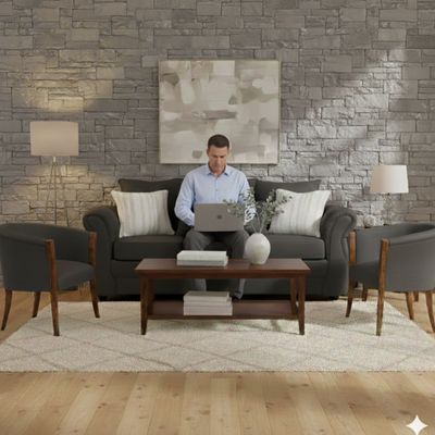 Imagen 2 del producto Living 311 Facundo Marengo Sofa 3 cuerpos + 2 sitiales de madera