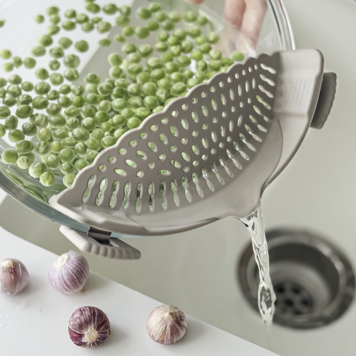 HOME LOGICS - Colador Escurridor De Silicona Con Clips Home Logics