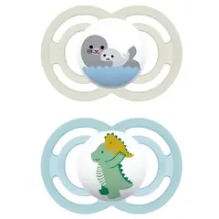 MAM - 2 Chupetes de Silicona SkinSoft Perfect 6 Meses + Verde