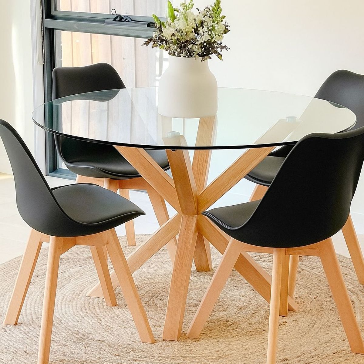 HABITA2 CHILE - Comedor Cross 120cm - Negro  4 puestos…