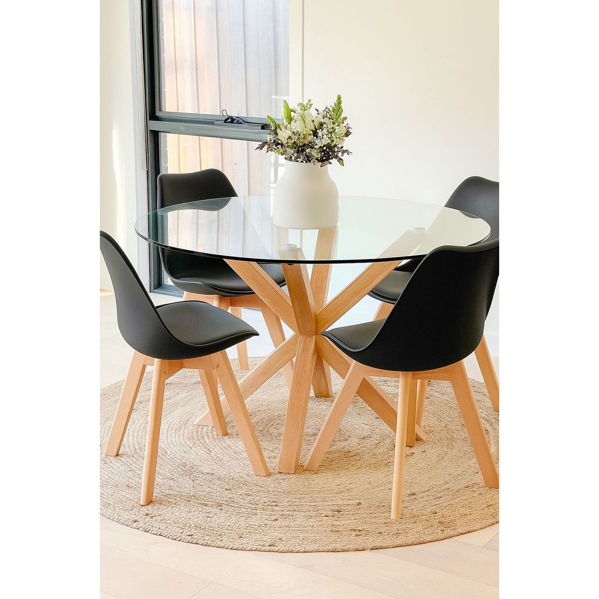 HABITA2 CHILE - Comedor Cross 120cm - Negro  4 puestos…