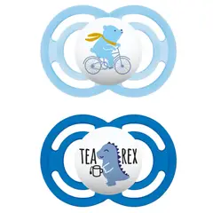 MAM - 2 Chupetes de Silicona SkinSoft Perfect 6 Meses + Azul