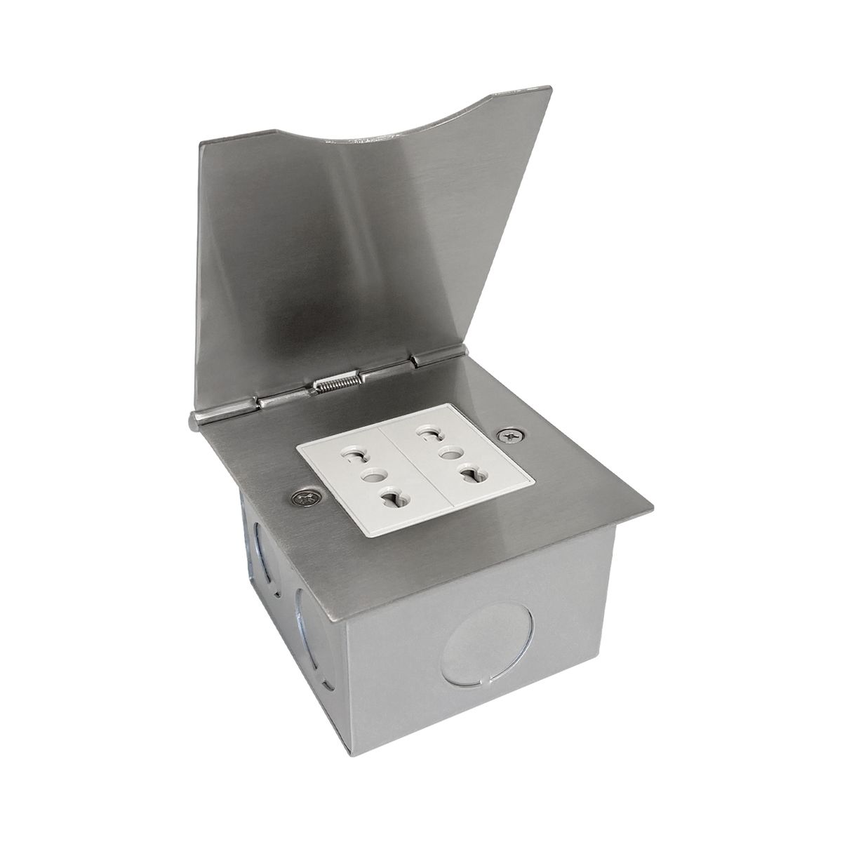 CROMPTON - Caja de Piso 2 Módulos  Acero Cepillado IP30 Cowork