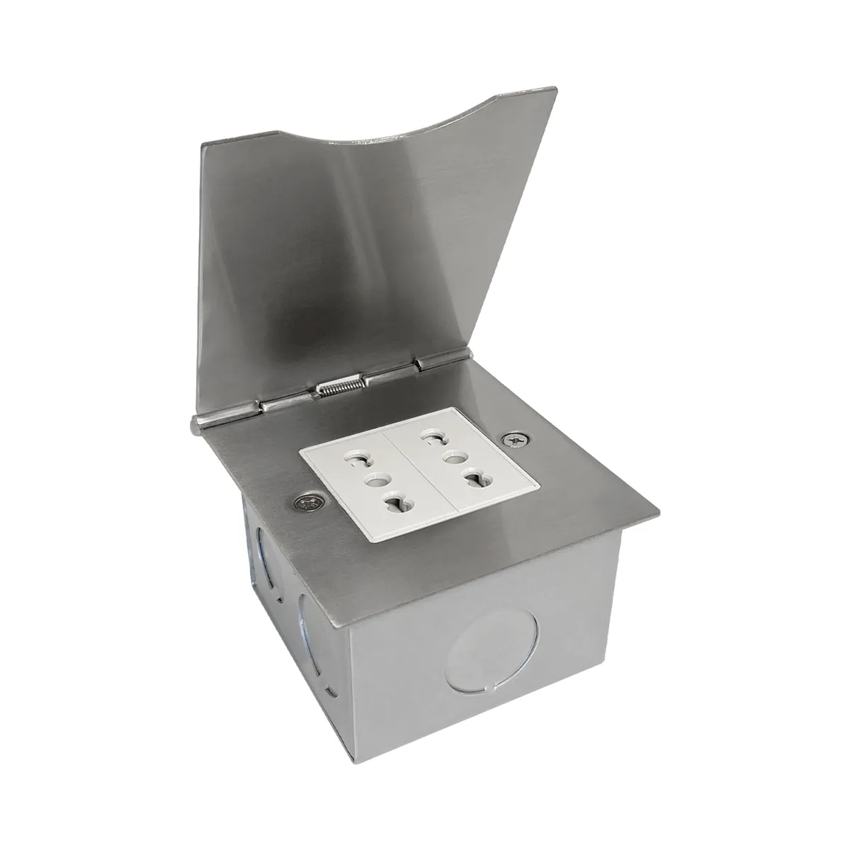 CROMPTON - Caja de Piso 2 Módulos  Acero Cepillado IP30 Cowork