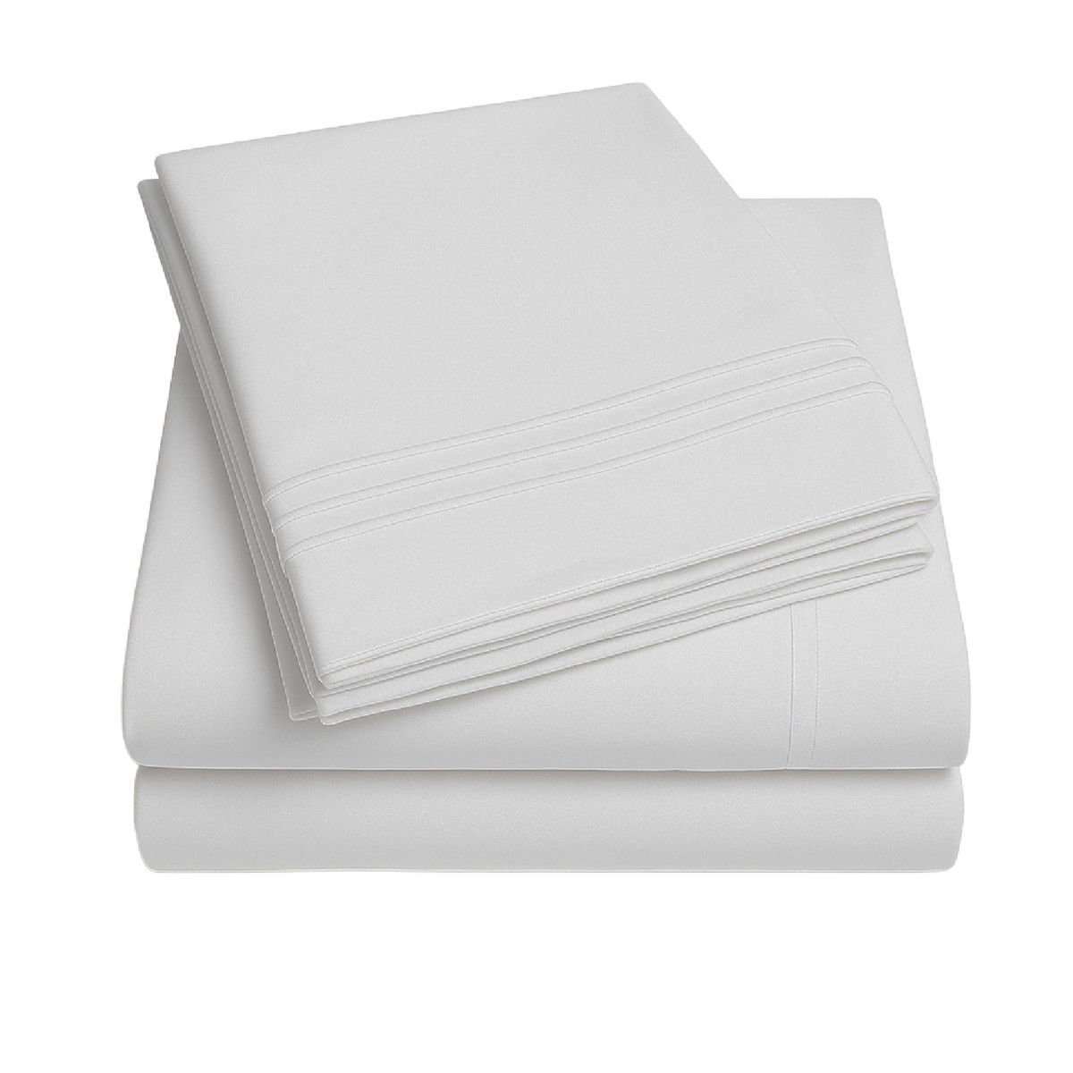 VINCENZI - Juego de Sábana Blanco 1800 hilos Ultra suave 1,5 plazas Vincenzi