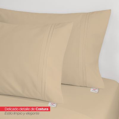 Imagen 2 del producto Juego de Sábana Beige 1800 hilos Ultra suave 1,5 plazas