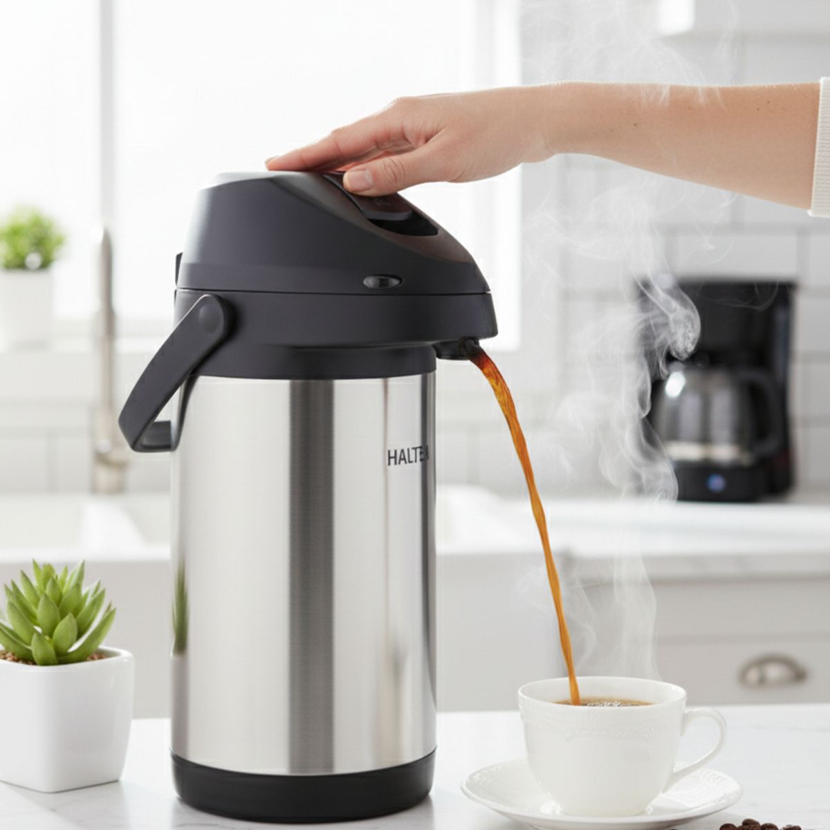 HALTEN - Termo Sifon Acero Inoxidable Con Asa Marca Halten 4 Litros