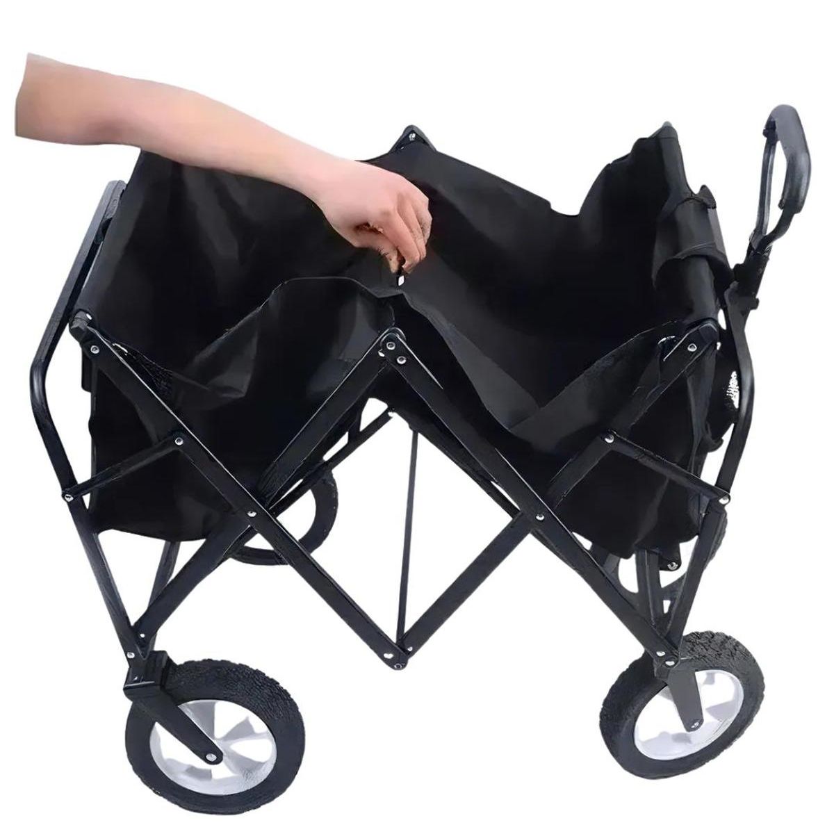 FOUR - Carrito Plegable de Camping Negro - Capacidad 80 Kg