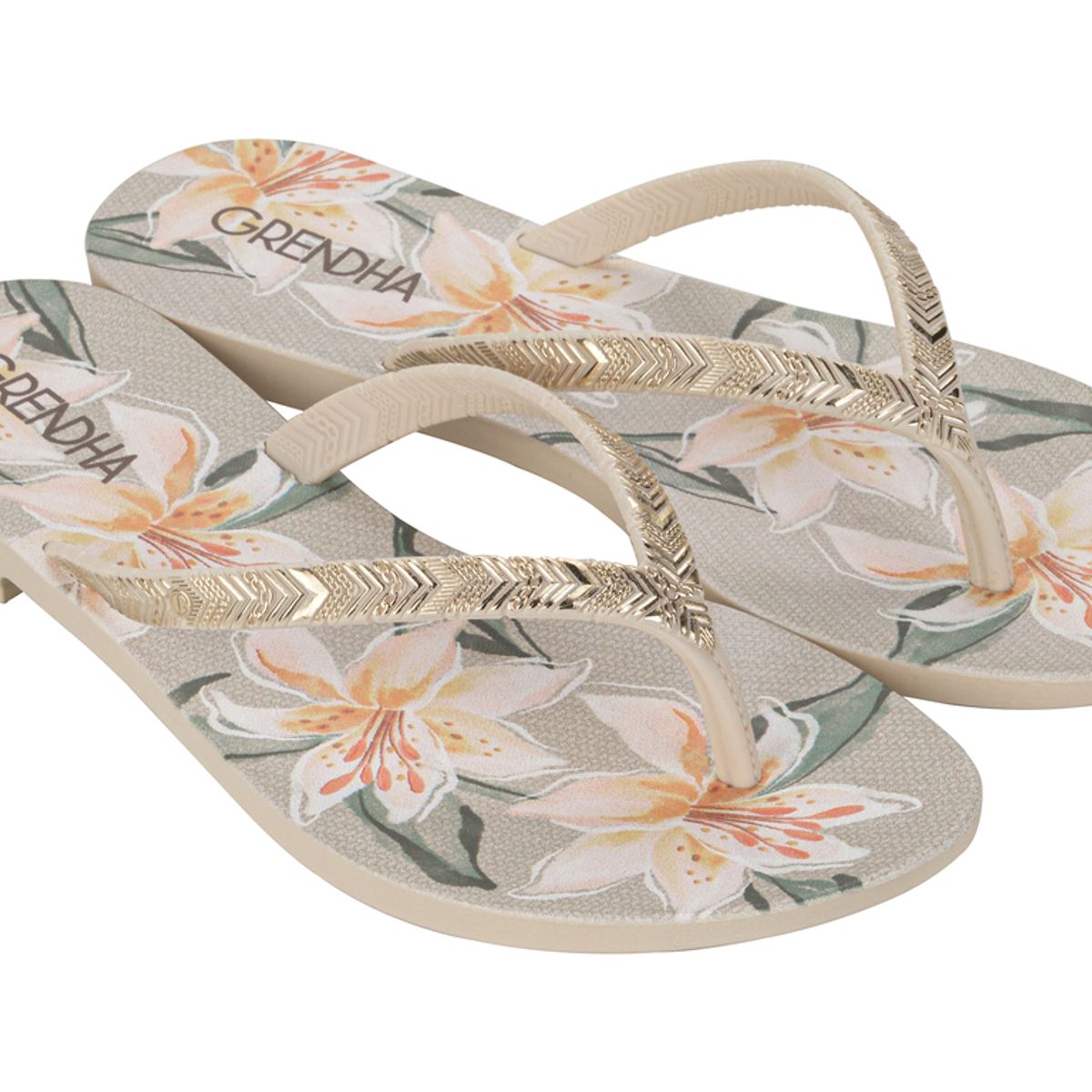 GRENDHA - Sandalia Mujer Beige Flor Rast Grendha
