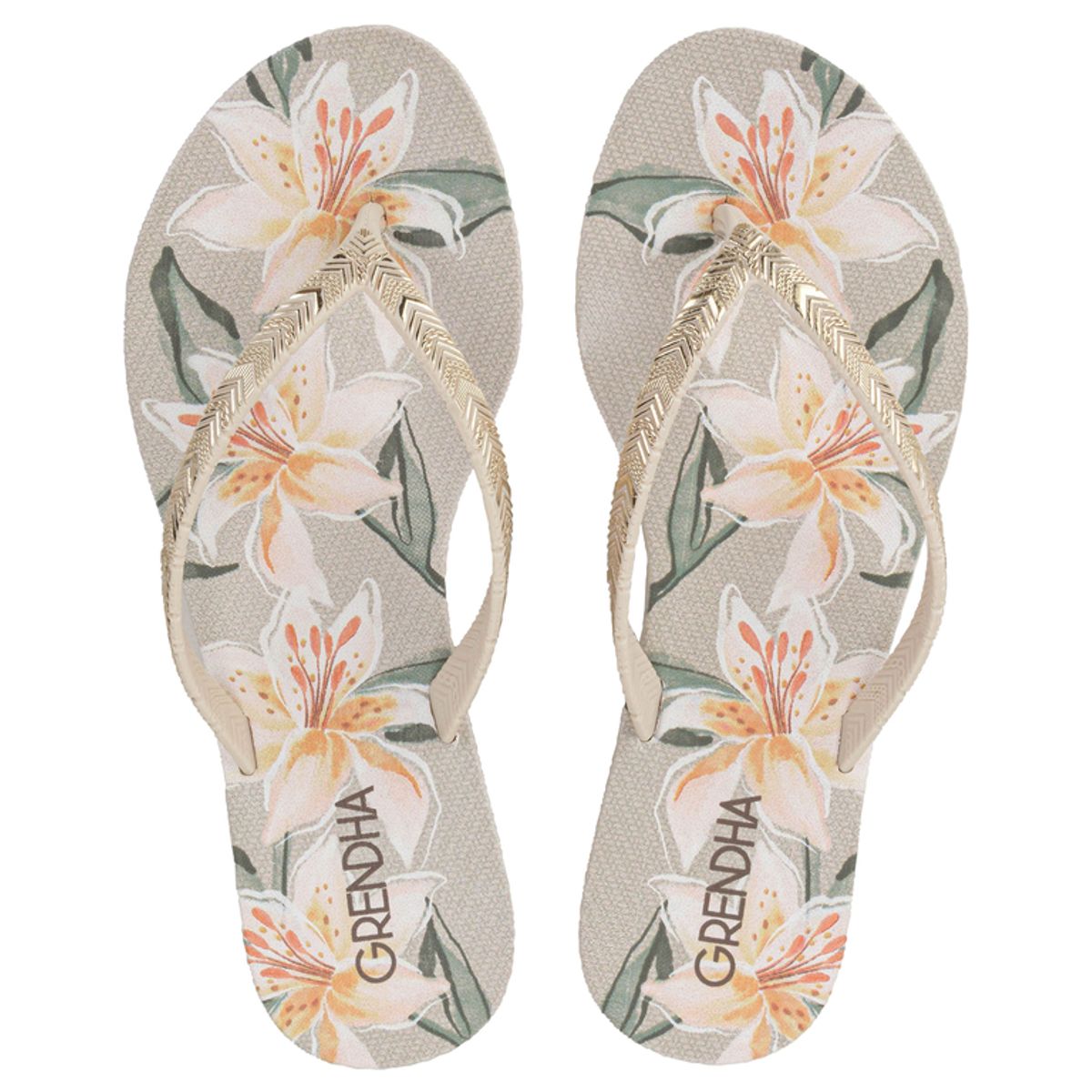 GRENDHA - Sandalia Mujer Beige Flor Rast Grendha