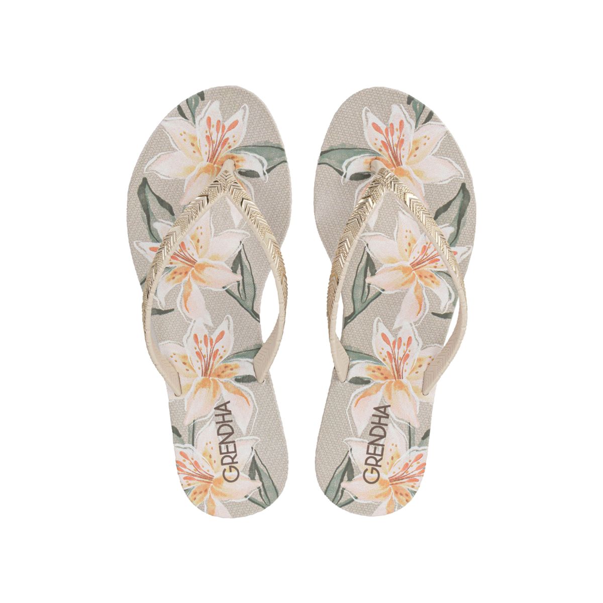 GRENDHA - Sandalia Mujer Beige Flor Rast Grendha