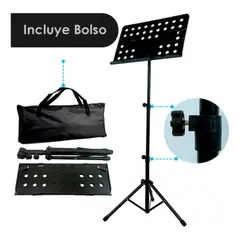 HOMEBRANDT - Atril De Partitura Con Tripode Regulable Y Pleglable Negro