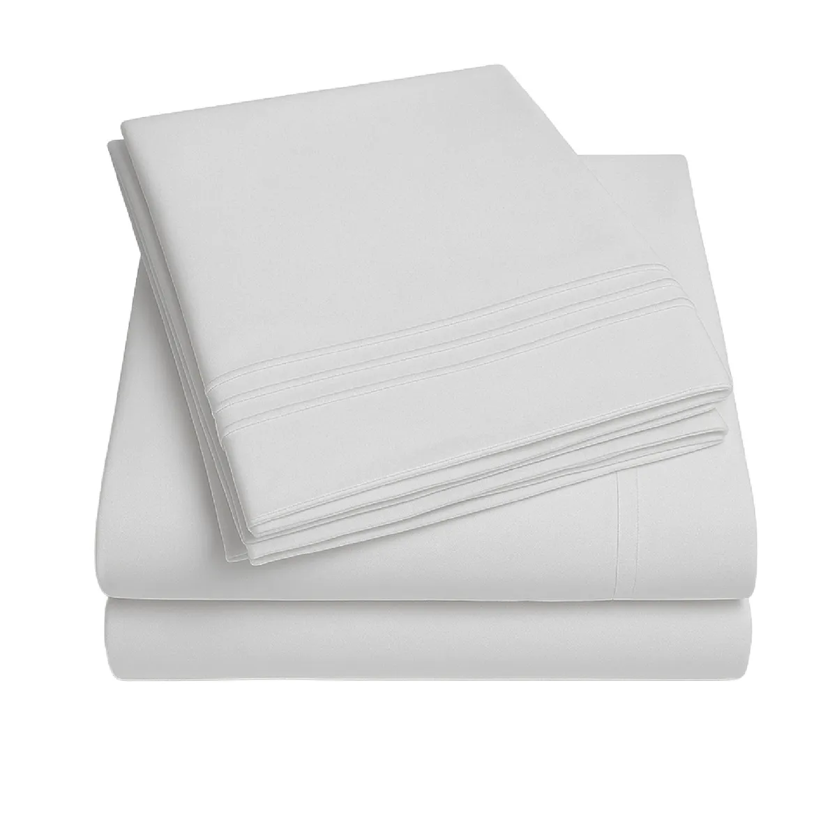 VINCENZI - Juego de Sábana Blanca 1800 hilos Ultra suave 2 plazas Vincenzi