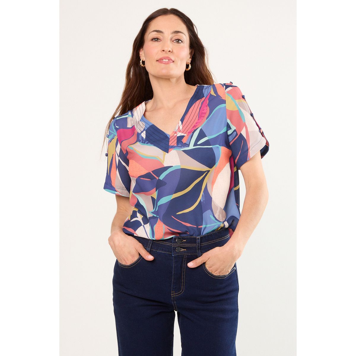 MA GRIFFE - Blusas Manga Corta Mujer Blanco Magriffe