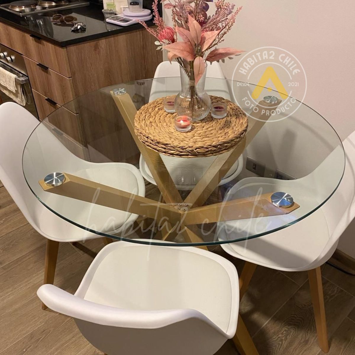 HABITA2 CHILE - Comedor Cross 120cm - Blanco  4 puestos…