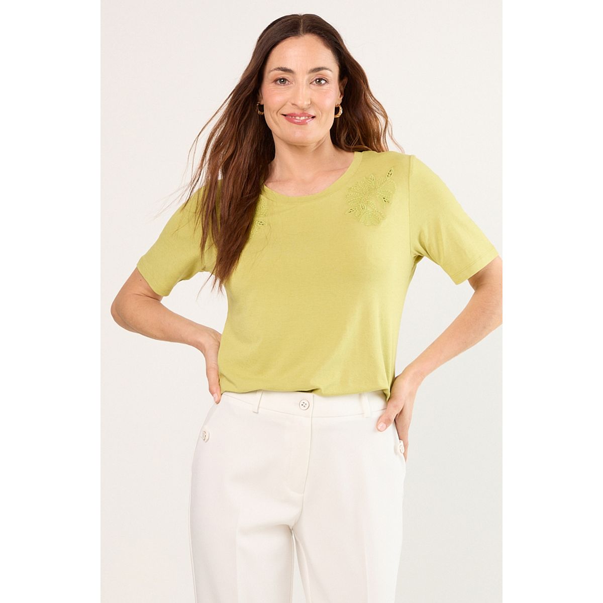 MA GRIFFE - Polera Manga Corta Mujer Verde Magriffe