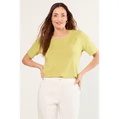 MA GRIFFE - Polera Manga Corta Mujer Verde Magriffe