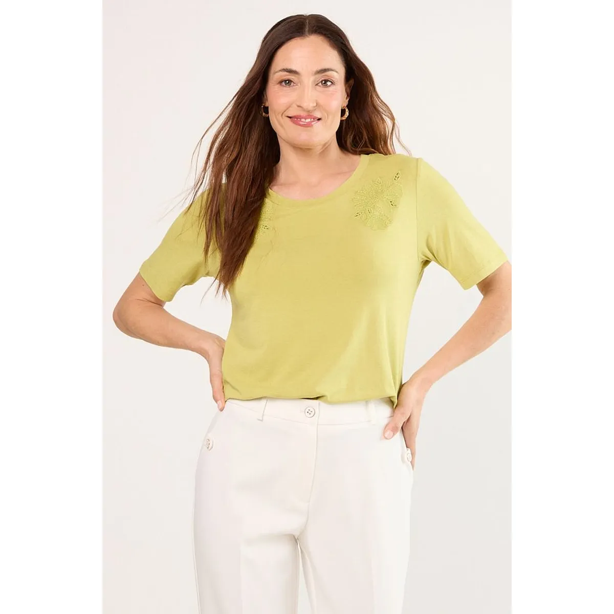 MA GRIFFE - Polera Manga Corta Mujer Verde Magriffe