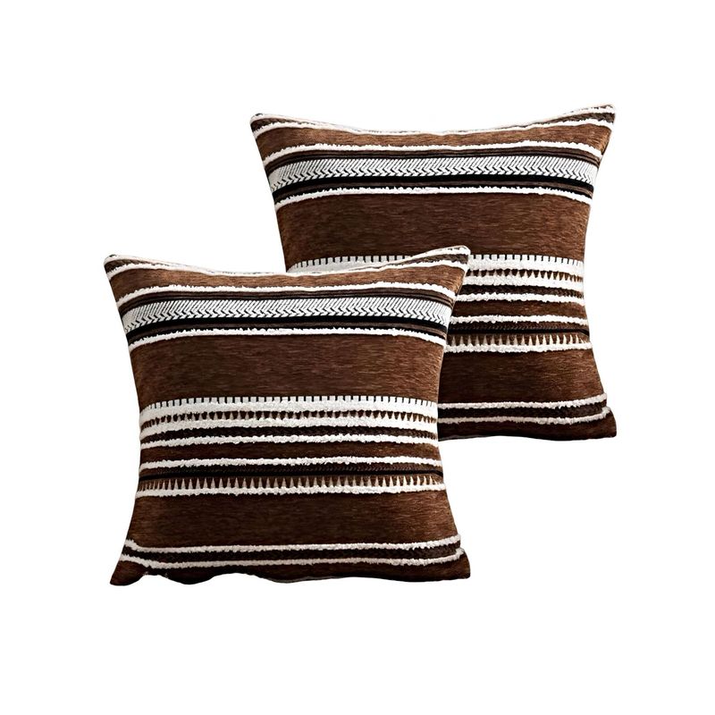GENERICO - PACK DE 2 FUNDAS DE COJINES CON DISEÑO DE CHENILLE LINEAS MANDALA C2