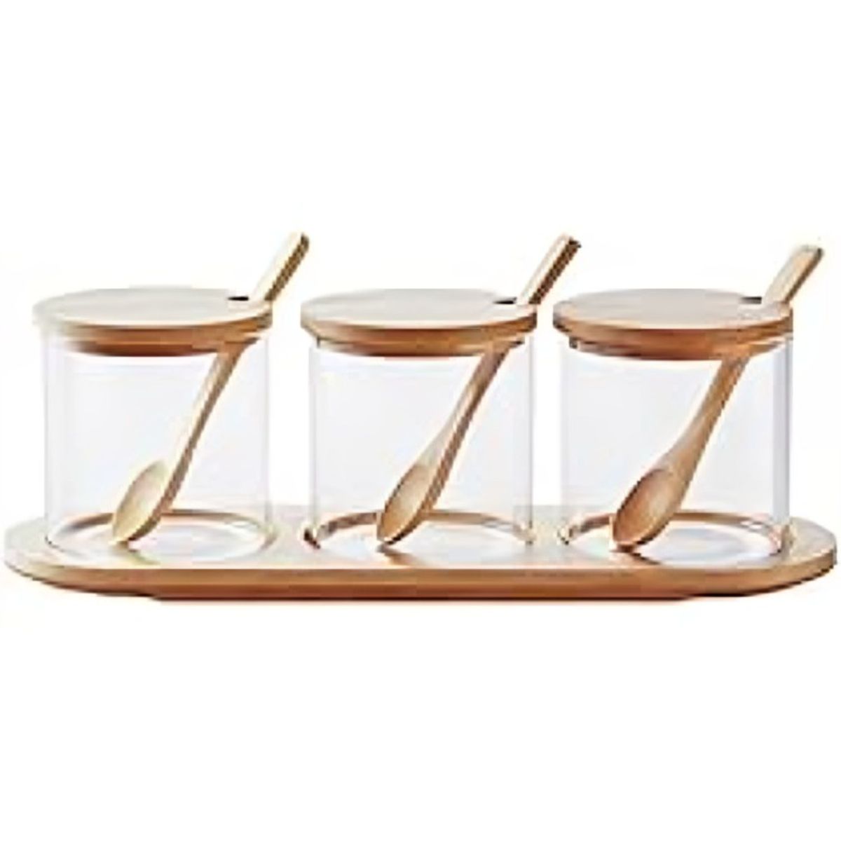 GLASSO - SET 3 CANISTER BAMBOO CON BANDEJA GLASSO