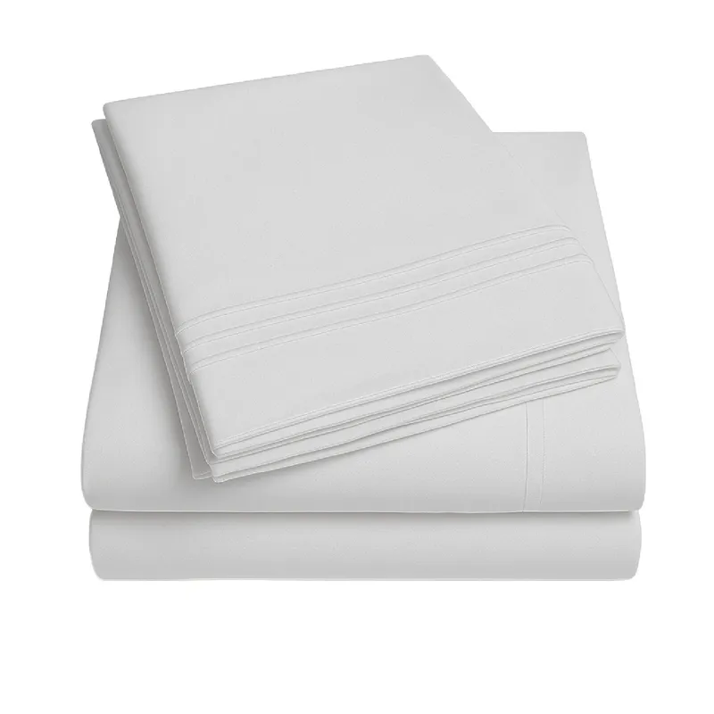 VINCENZI - Juego de Sábana Blanco 1800 hilos Ultra suave King plazas Vincenzi