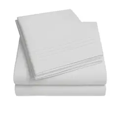 VINCENZI - Juego de Sábana Blanco 1800 hilos Ultra suave King plazas