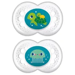 MAM - 2 Chupetes de Silicona Crystal 6 Meses + Neutro