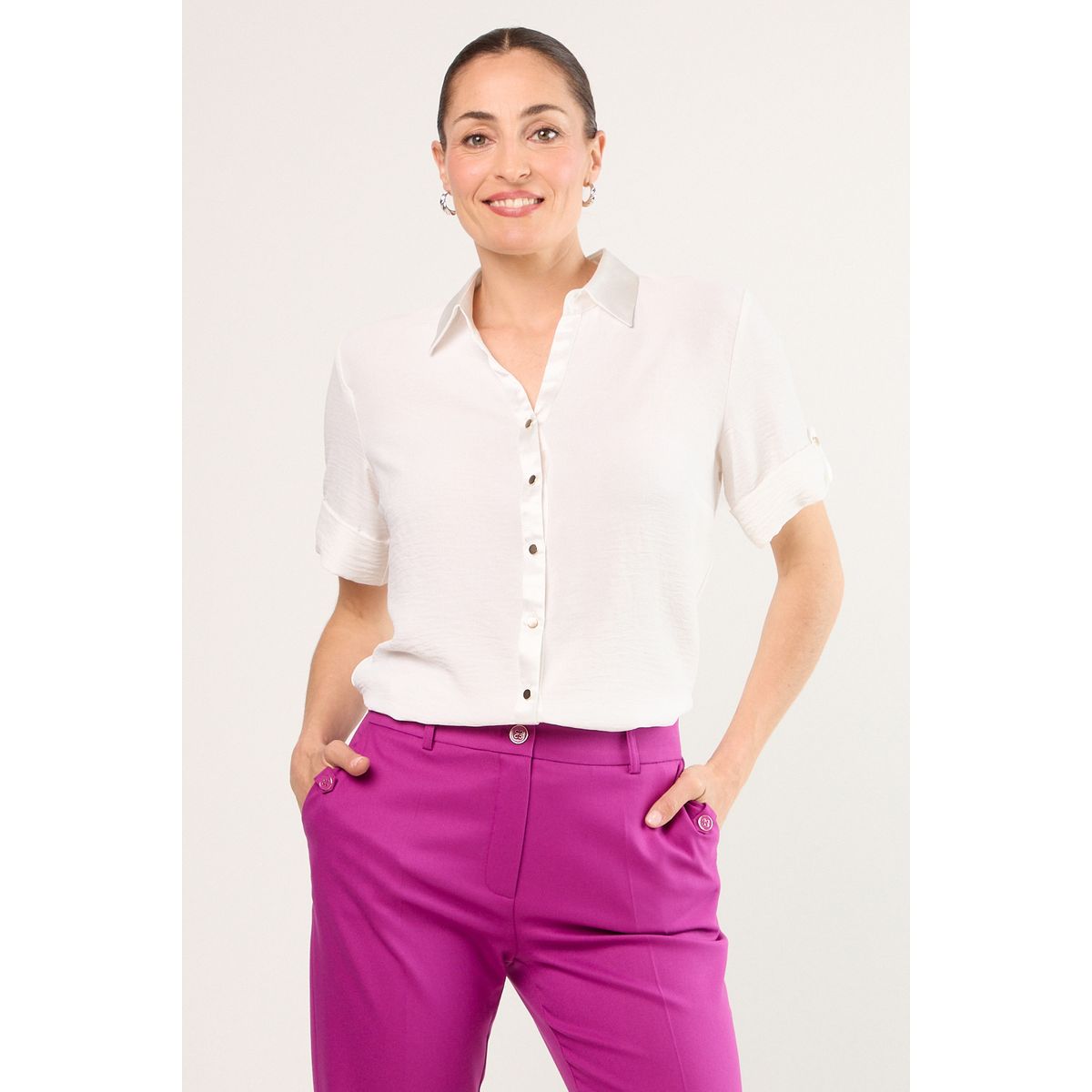 MA GRIFFE - Blusas Manga Corta Mujer Blanco Magriffe