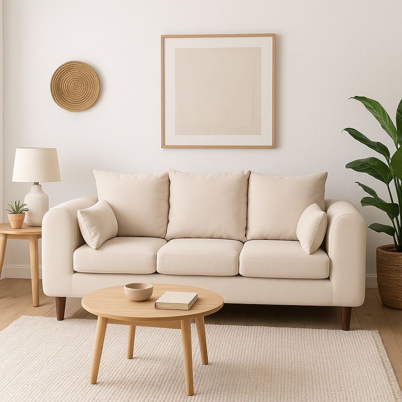 CASA WOW DECO - Sofá 3 Cuerpos Fager Beige Tela – Confort y Estilo para tu Hogar