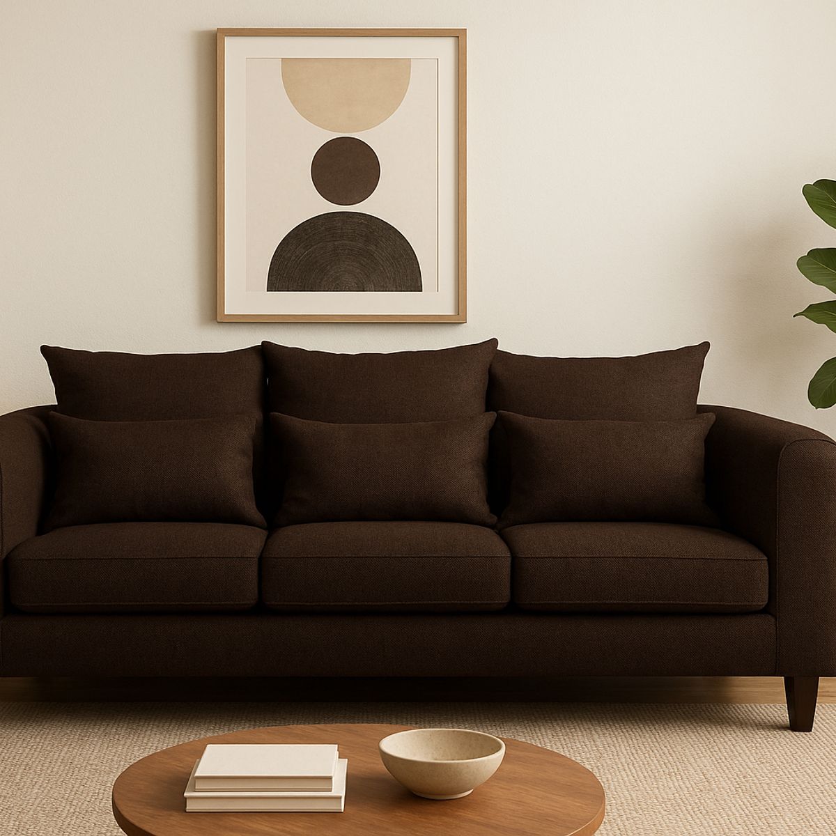 CASA WOW DECO - Sofá 3 Cuerpos Fager Café Tela– Confort y Estilo para tu Hogar