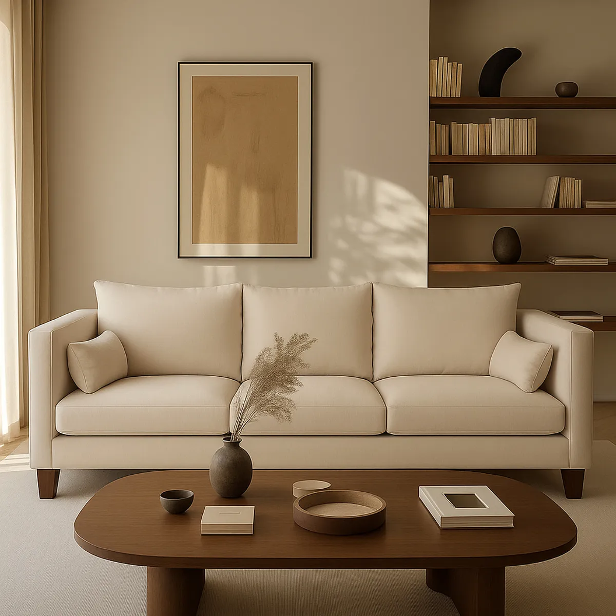 CASA WOW DECO - Sofá 3 Cuerpos Falk Beige Tela – Confort y Estilo para tu Hogar