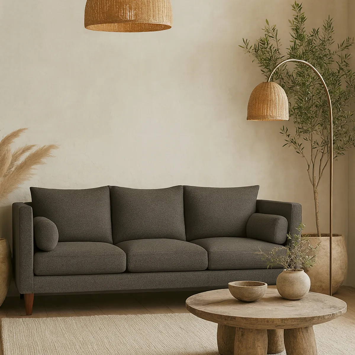 CASA WOW DECO - Sofá 3 Cuerpos Falk Gris Oscuro Tela – Confort y Estilo para tu Hogar