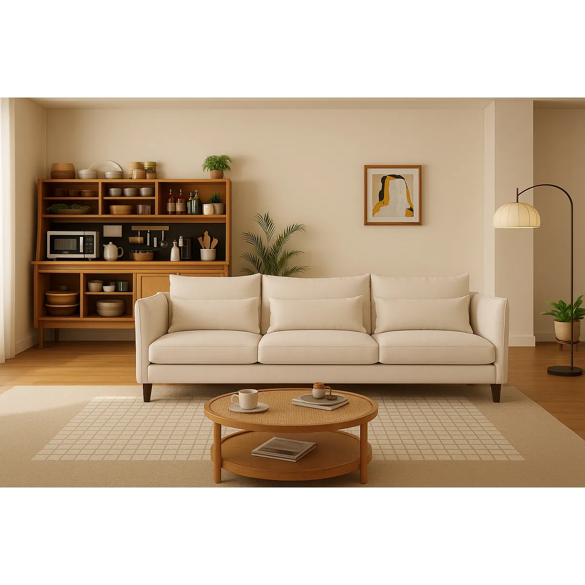 CASA WOW DECO - Sofá 3 Cuerpos Fargo Beige Tela – Confort y Estilo para tu Hogar