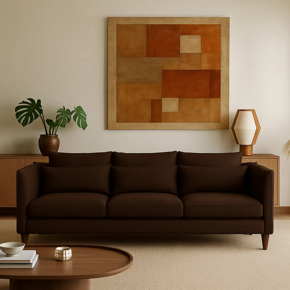 CASA WOW DECO - Sofá 3 Cuerpos Fargo Café Tela – Confort y Estilo para tu Hogar