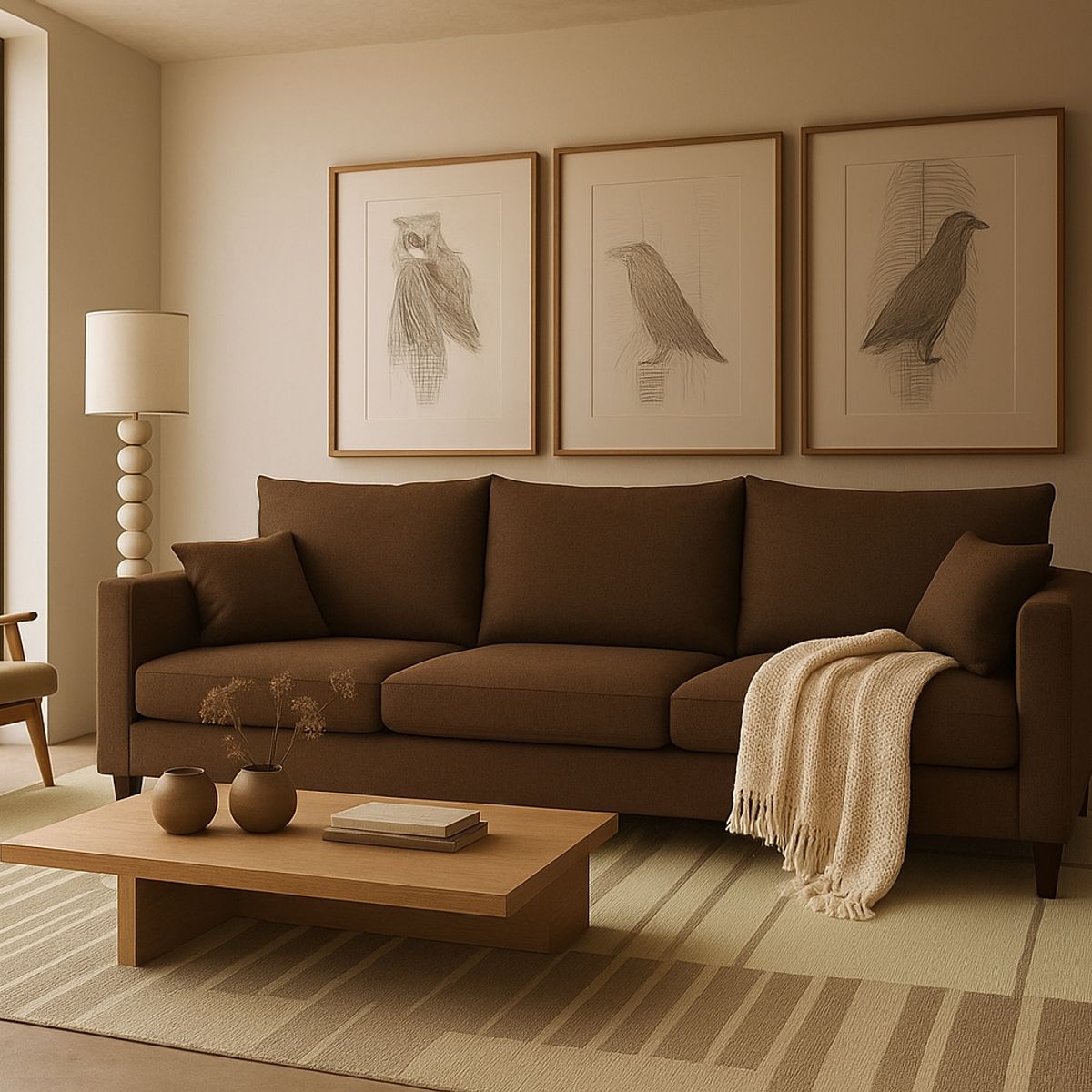 CASA WOW DECO - Sofá 3 Cuerpos Filipa Café Tela – Confort y Estilo para tu Hogar